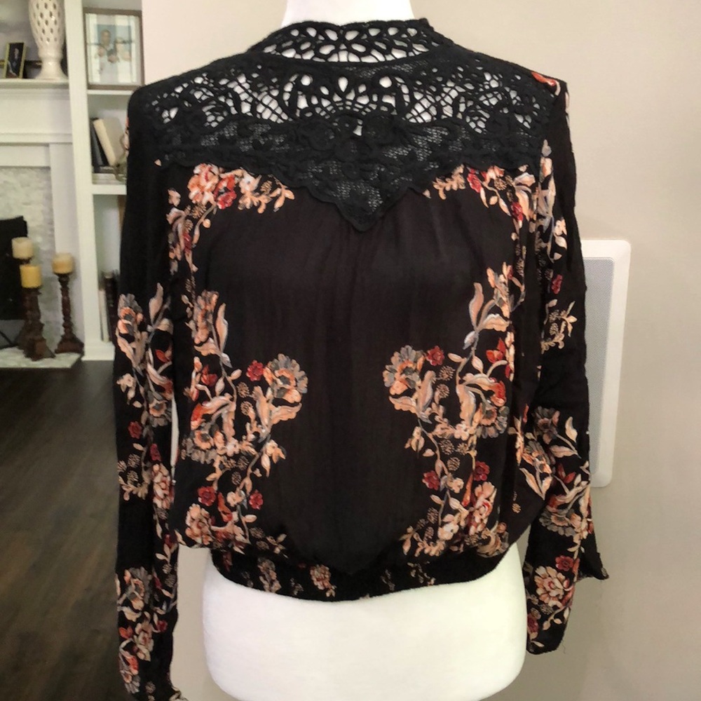 Angie Black Floral Blouse